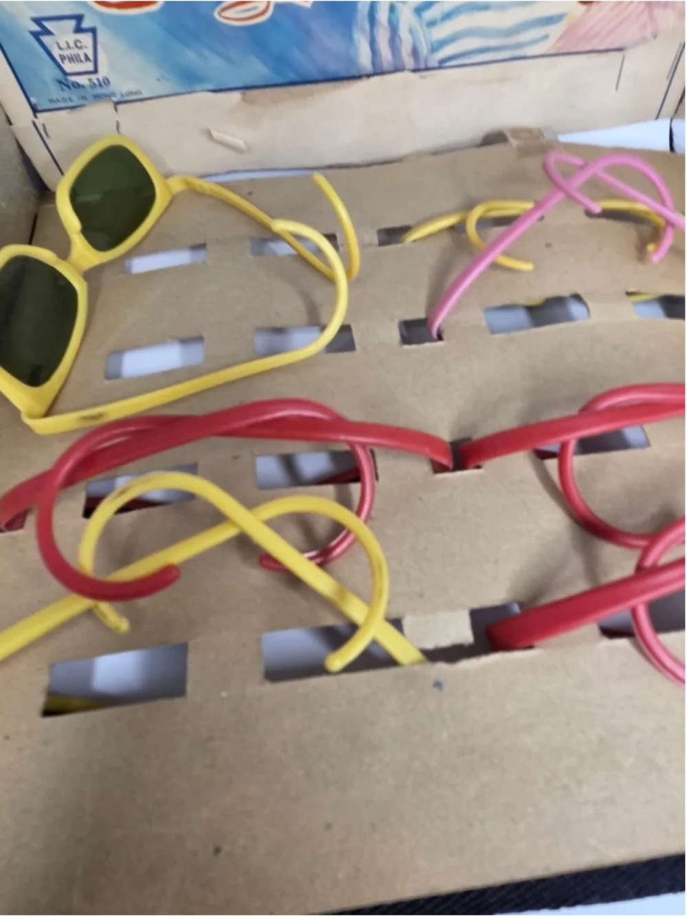Vintage Kids Sunglasses One Size Yellow Red and Pink